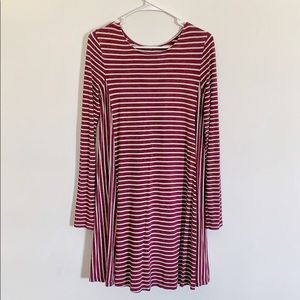 Red Striped Long Sleeve Dress, Size M